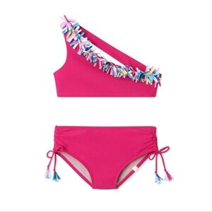Summersalt Girls Bright Pink Confetti Sidestroke Bikini Set